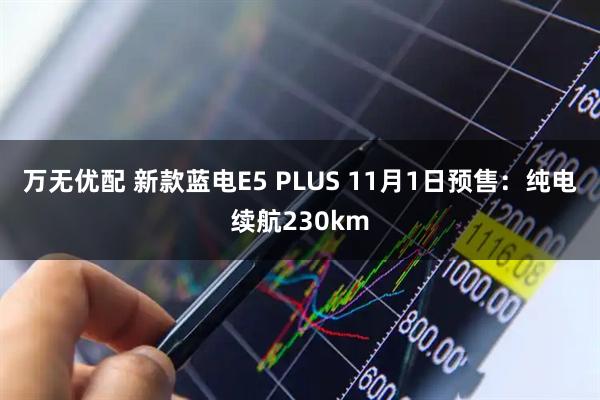 万无优配 新款蓝电E5 PLUS 11月1日预售：纯电续航230km
